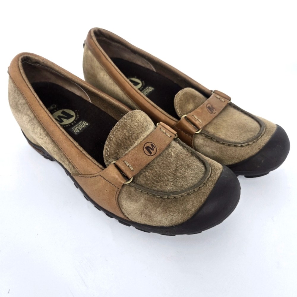 Merrell Plaza Glide Loafer Shoes Tan Suede Women's size‎ 6